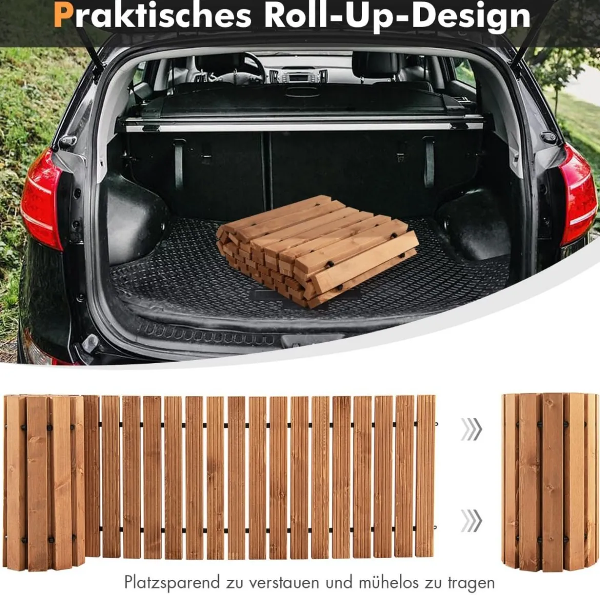 Garten-Holzweg 245 x 55 x 2 cm Ausrollbarer Witterungsbeständiger Gerader Gehweg im Freien