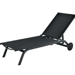 Gartenliege Liegestuhl Aluminium-Chaiselongue Patio Liegestuhl mit verstellbarer Rückenlehne Schwarz