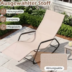 Gartenliege Wetterfest Ergonomischer Schaukelstuhl aus Atmungsaktivem Stoff 143 x 57 x 86 cm