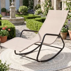 Gartenliege Wetterfest Ergonomischer Schaukelstuhl aus Atmungsaktivem Stoff 143 x 57 x 86 cm