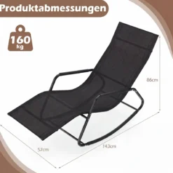 Gartenliege Wetterfest Ergonomischer Schaukelstuhl aus Atmungsaktivem Stoff 143 x 57 x 86 cm