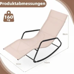 Gartenliege Wetterfest Ergonomischer Schaukelstuhl aus Atmungsaktivem Stoff 143 x 57 x 86 cm
