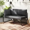 Garten Lounge Sofa Lounge Möbel Outdoor Gartensofa mit Kissen 2-Sitzer Gartenlounge Gartenmöbel Grau