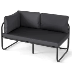 Garten Lounge Sofa Lounge Möbel Outdoor Gartensofa mit Kissen 2-Sitzer Gartenlounge Gartenmöbel Grau