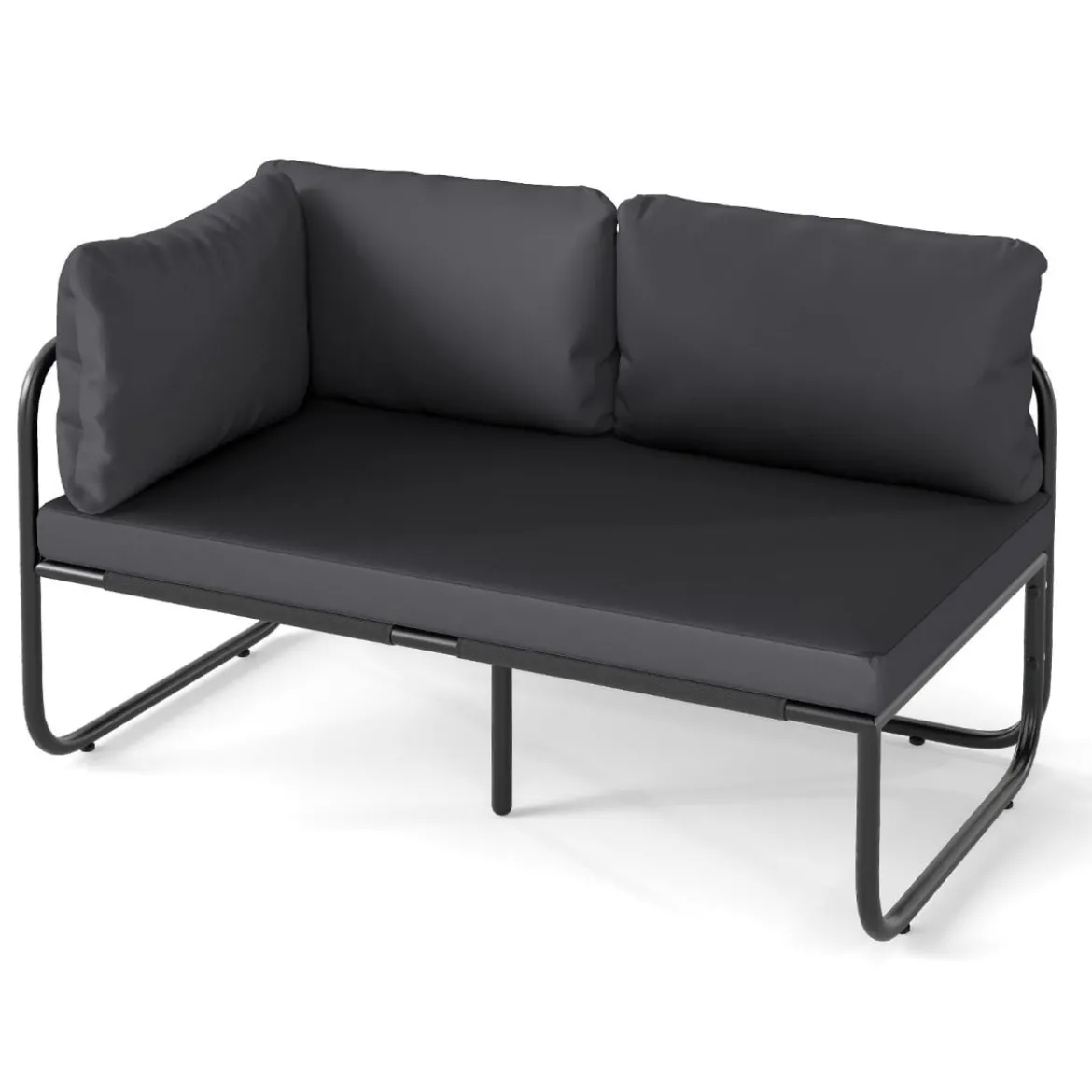 Garten Lounge Sofa Lounge Möbel Outdoor Gartensofa mit Kissen 2-Sitzer Gartenlounge Gartenmöbel Grau
