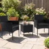 Gartenmöbel Set 3-teiliges Rattan Balkonmöbel mit 2 Stühlen & Gartentisch Outdoor Gartenlounge Schwarz