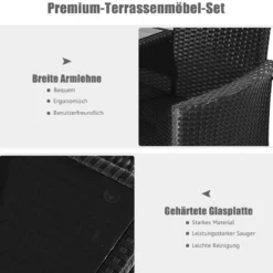Gartenmöbel-Set Terrassensofa mit Tisch aus Glas 138 x 62 x 85 cm Türkis