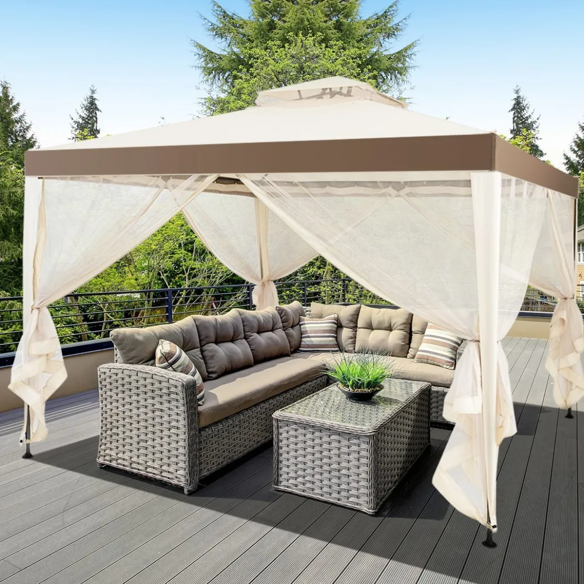 Gartenpavillon Gartenzelt CampingPartyzelt mit 4 Seitenwänden 300 x 300 x 265 cm