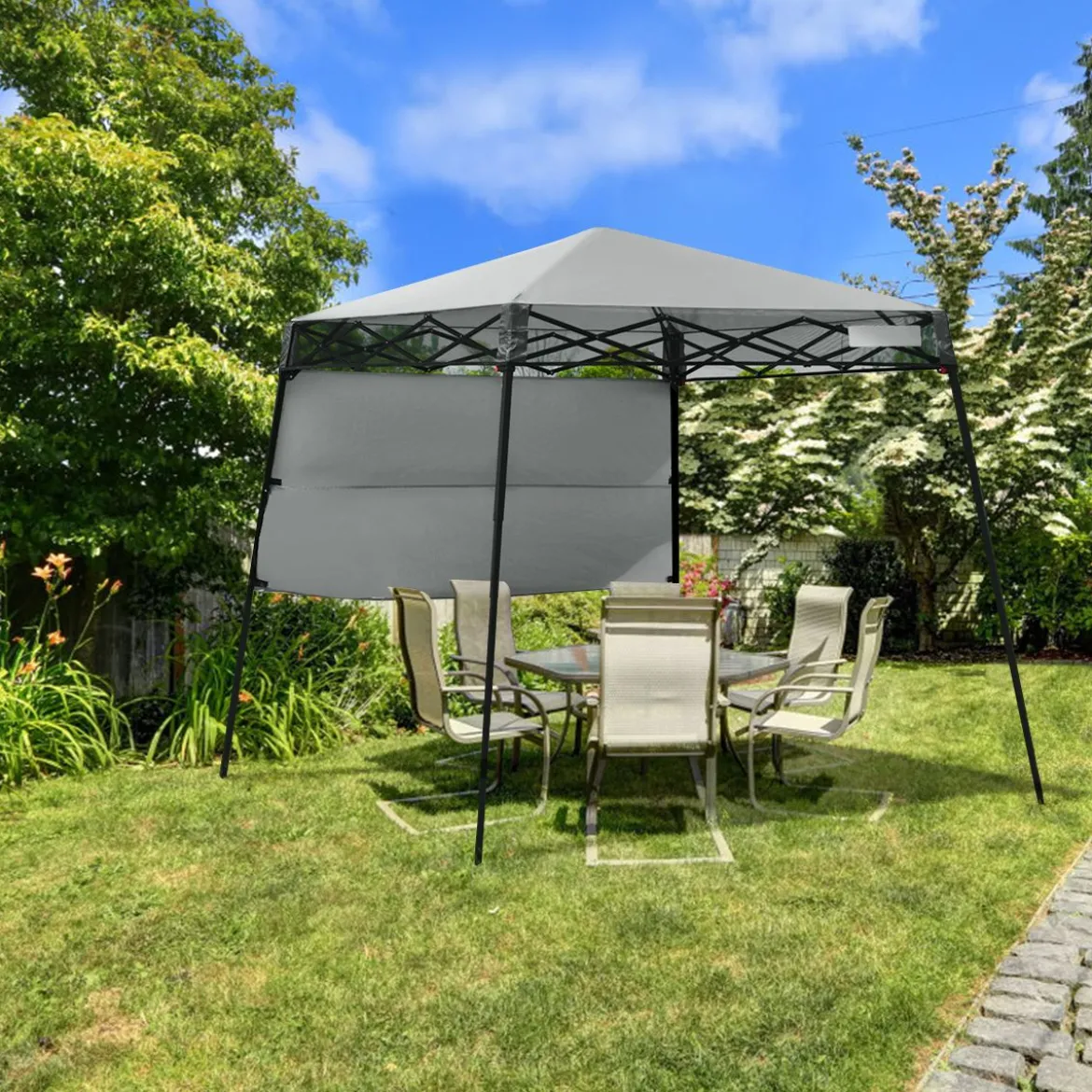 Gartenpavillon Gartenzelt mit Tasche tragbares Partyzelt 181x181x210cm Grau