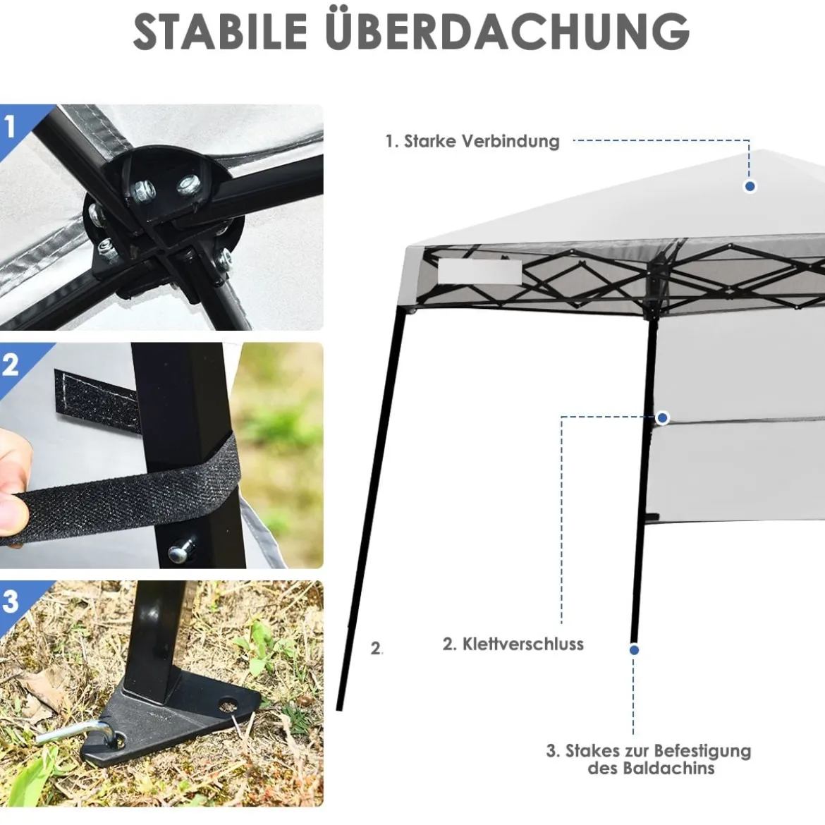 Gartenpavillon Gartenzelt mit Tasche tragbares Partyzelt 181x181x210cm Weiß