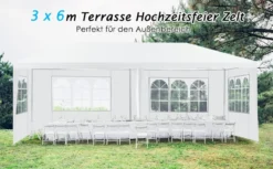Gartenpavillon Partyzelt mit 4 abnehmbaren Seitenwänden Pavillon Bierzelt UV-Schutz Gartenzelt 3 x 6m