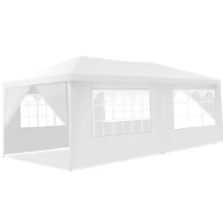 Gartenpavillon Partyzelt mit 4 abnehmbaren Seitenwänden Pavillon Bierzelt UV-Schutz Gartenzelt 3 x 6m