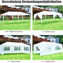 Gartenpavillon Partyzelt mit 4 abnehmbaren Seitenwänden Pavillon Bierzelt UV-Schutz Gartenzelt 3 x 6m