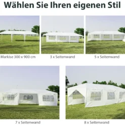 Gartenpavillon 3x9m Partyzelt Gartenzelt UV-Schutz Zelt weiß