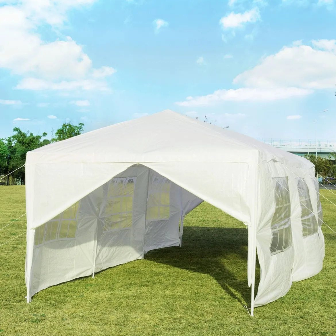Gartenpavillon 3x9m Partyzelt Gartenzelt UV-Schutz Zelt weiß