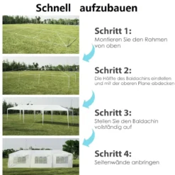 Gartenpavillon 3x9m Partyzelt Gartenzelt UV-Schutz Zelt weiß