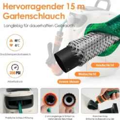 Gartenschlauch-Aufroller mit Wandhalterung 180˚ drehbare Halterung 1/2 Zoll 30m + 2m