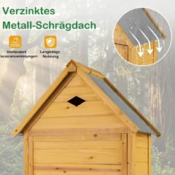 Gartenschrank aus Fichtenholz mit Abschließbarer Tür & 4 Abnehmbare Regalböden & Luftventil Gerätehaus