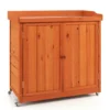 Gartenschrank aus Holz Lagerschrank mit 4 Universalrädern Garten Natur