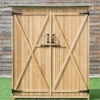 Gartenschrank aus Massivholz mit Schrägem Asphaltdach & Doppelt Türen & Regalen Gerätehaus