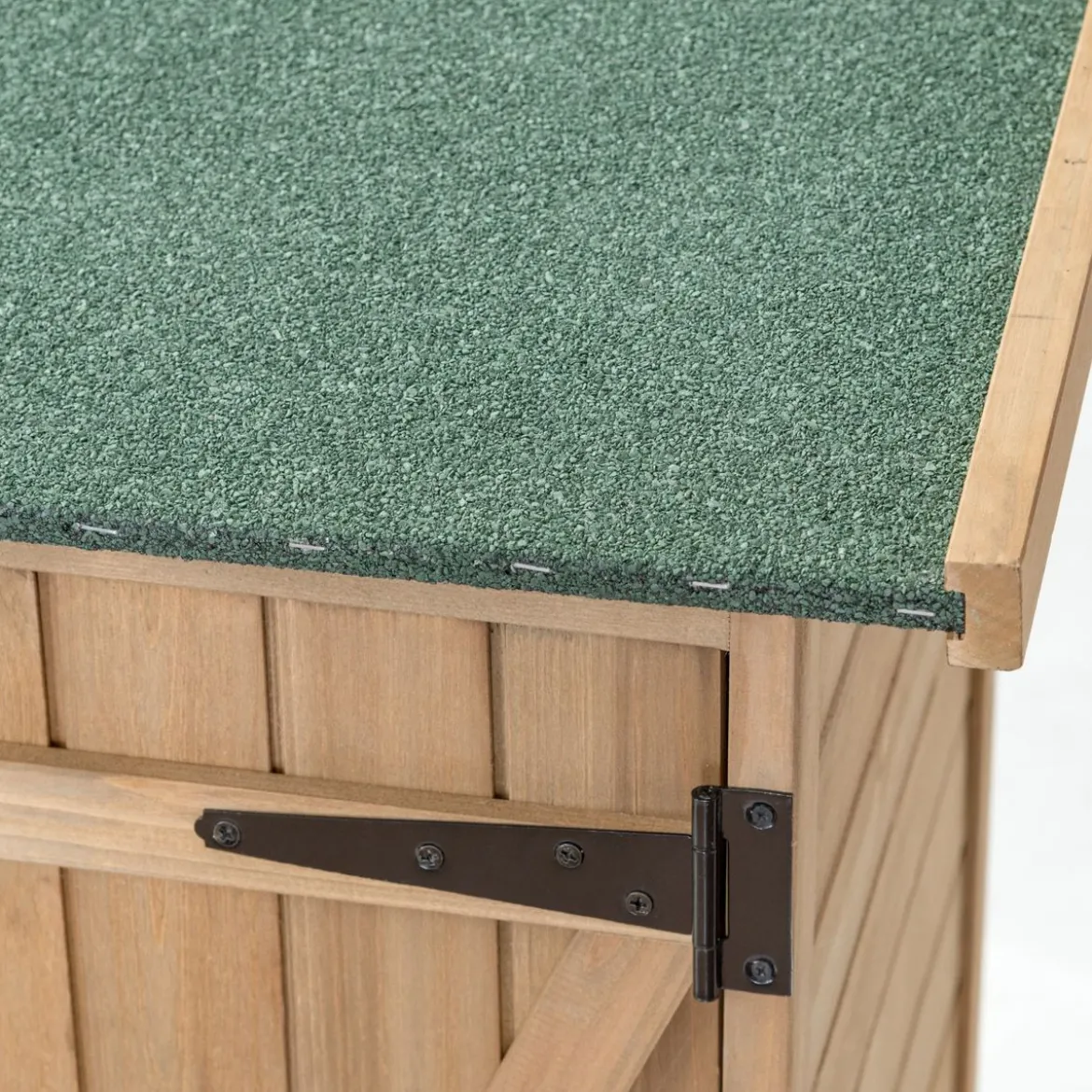 Gartenschrank aus Massivholz mit Schrägem Asphaltdach & Doppelt Türen & Regalen Gerätehaus