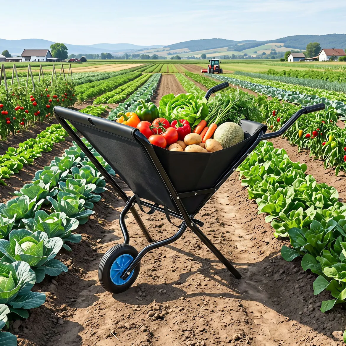 Gartenschubkarre mit Rad Faltbare Schubkarre mit Rutschfester Griff bis zu 40 kg Belastbar Schwarz