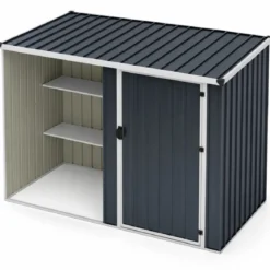 Gartenschuppen aus Metall Geräteschuppen mit Abschließbarer Tür 232 x 126 x 161 cm Grau