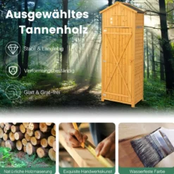 Gartenschuppen Geräteschrank für den Außenbereich 75 x 50 x 180,5 cm Natur