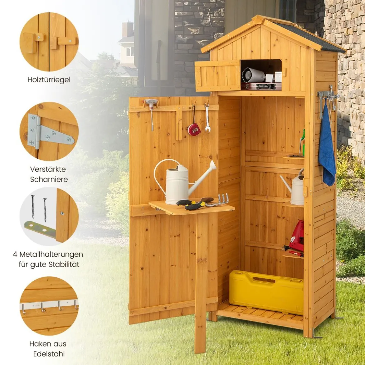 Gartenschuppen Geräteschrank für den Außenbereich 75 x 50 x 180,5 cm Natur