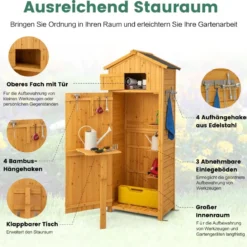 Gartenschuppen Geräteschrank für den Außenbereich 75 x 50 x 180,5 cm Natur