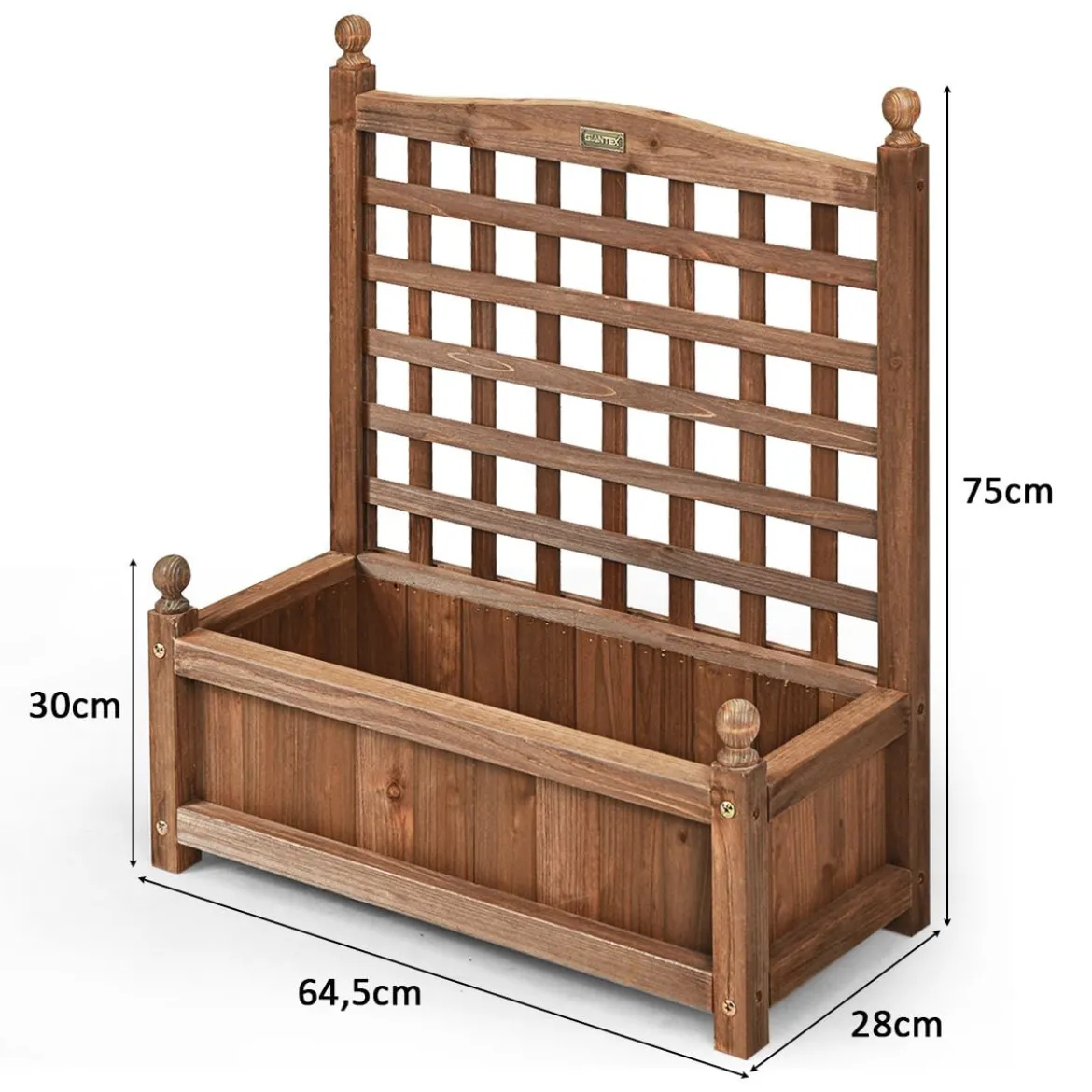 Gartenspalier Blumenkasten mit Rankgitter Massivholz-Pflanzgefäß 64,5 x 28 x 75 cm Dunkelbraun