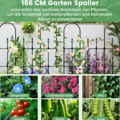 Garten Spalier für Kletterpflanzen Rostfreier Metall Pflanzenstützrahmen für Hochbeet