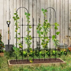 Garten Spalier für Kletterpflanzen Rostfreier Metall Pflanzenstützrahmen für Hochbeet
