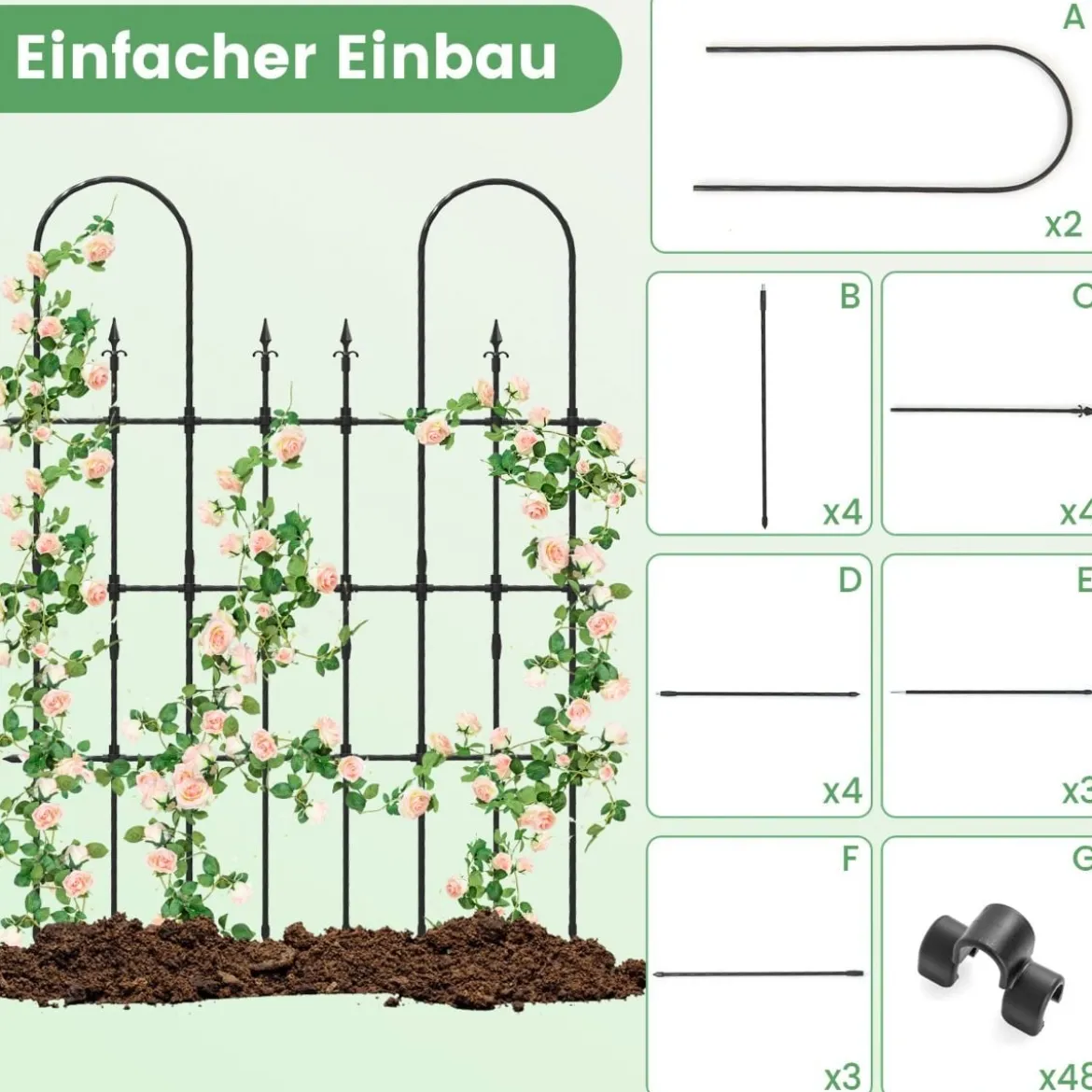 Garten Spalier für Kletterpflanzen Rostfreier Metall Pflanzenstützrahmen für Hochbeet