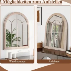 Gartenspiegel 69,5 x 88cm Wandspiegel Bogen mit Metallrahmen, dekorativer Spiegel