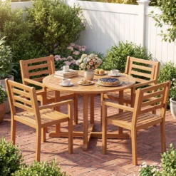 Gartenstühle Akazienholz 2er Set Holzstühle mit Rückenlehne & Armlehne Balkonstühle Blastbar bis 180 kg