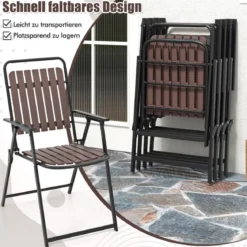 Gartenstühle 2er Set Klappstühle mit Sitz und Rückenlehne aus PP wetterfeste Balkonstühle bis 180 kg belastbar Kaffee