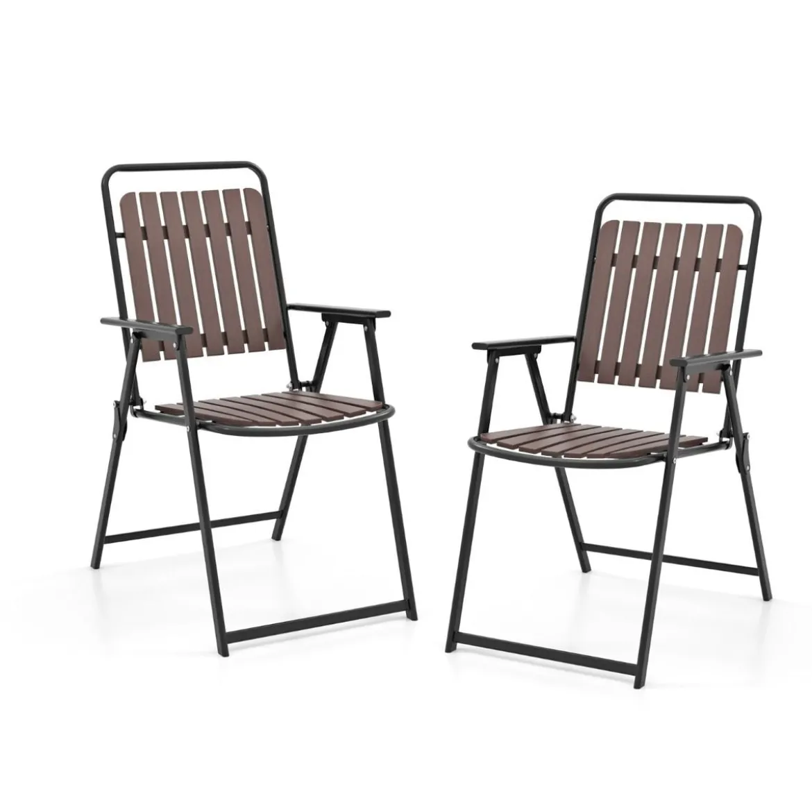 Gartenstühle 2er Set Klappstühle mit Sitz und Rückenlehne aus PP wetterfeste Balkonstühle bis 180 kg belastbar Kaffee