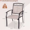 Gartenstühle 2er Set Wetterfeste Terrassenstühle aus Atmungsaktivem Stoff mit Breiter Sitzfläche Braun