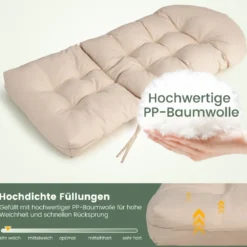 Gartenstuhlauflagen Hochlehner 125 x 59 x 10 cm Stuhlkissen Beige