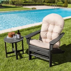 Gartenstuhlauflagen Hochlehner 125 x 59 x 10 cm Stuhlkissen Beige