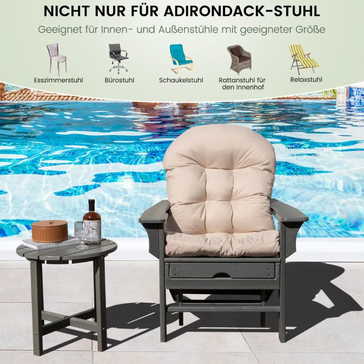 Gartenstuhlauflagen Hochlehner 125 x 59 x 10 cm Stuhlkissen Beige