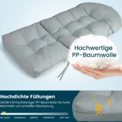 Gartenstuhlauflagen Hochlehner 125 x 59 x 10 cm Stuhlkissen Grau