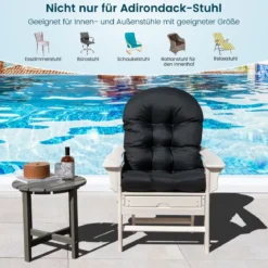 Gartenstuhlauflagen Hochlehner 125 x 59 x 10 cm Stuhlkissen Schwarz