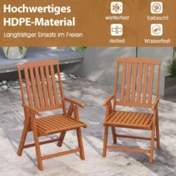 Gartenstuhl klappbar Hochlehner Klappstuhl aus Kunststoff wetterfester Balkonstuhl in Holzoptik Terrassenstuhl bis 150 kg belastbar Braun