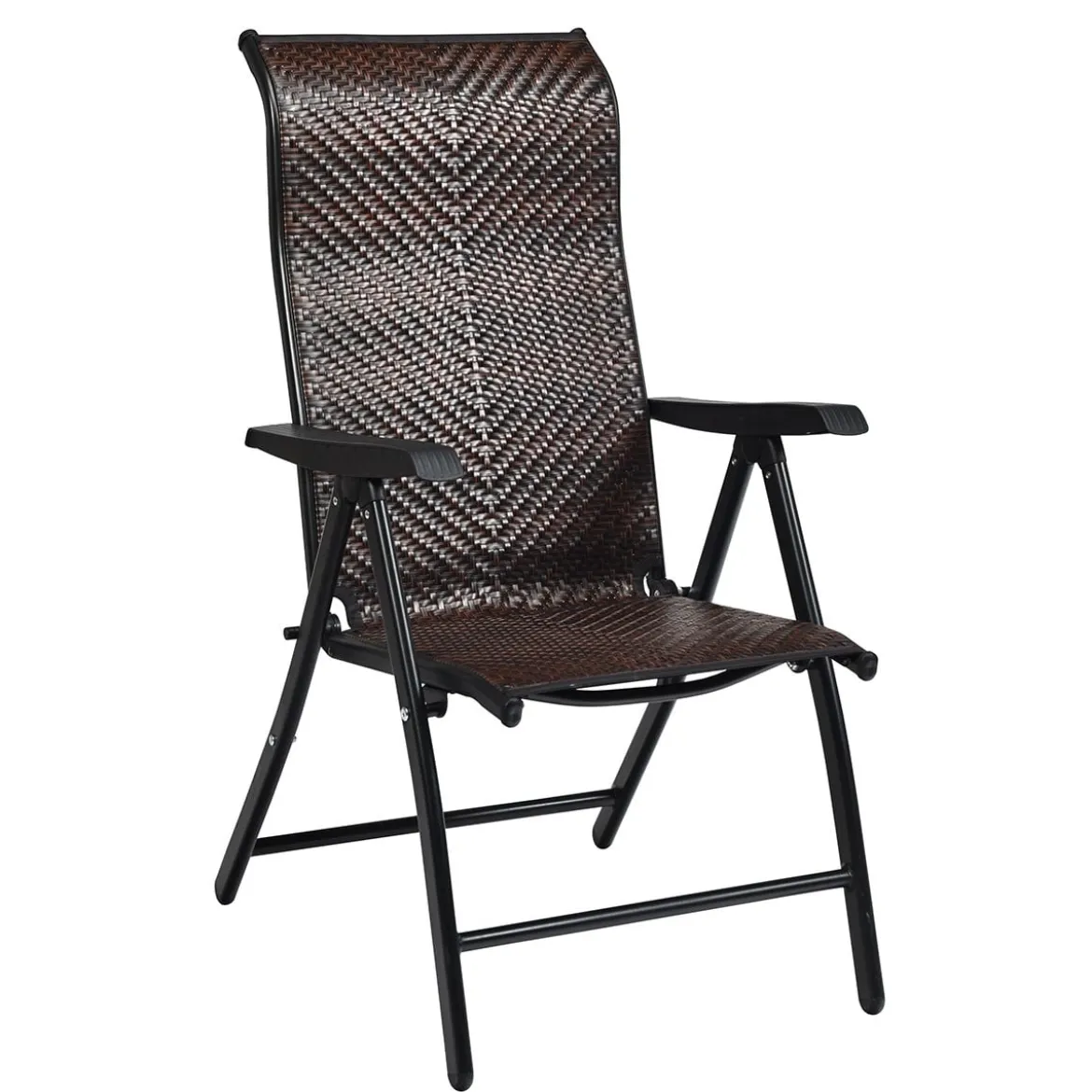 Gartenstuhl Polyrattan Klappstuhl mit 5-Fach Verstellbarer Rückenlehne 69 x 58 x 85 - 112 cm