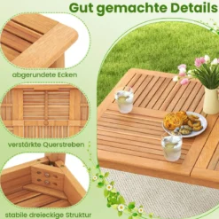 Gartentisch Akazienholz 200 x 90 cm großer Terrassentisch für 8 Personen Natur
