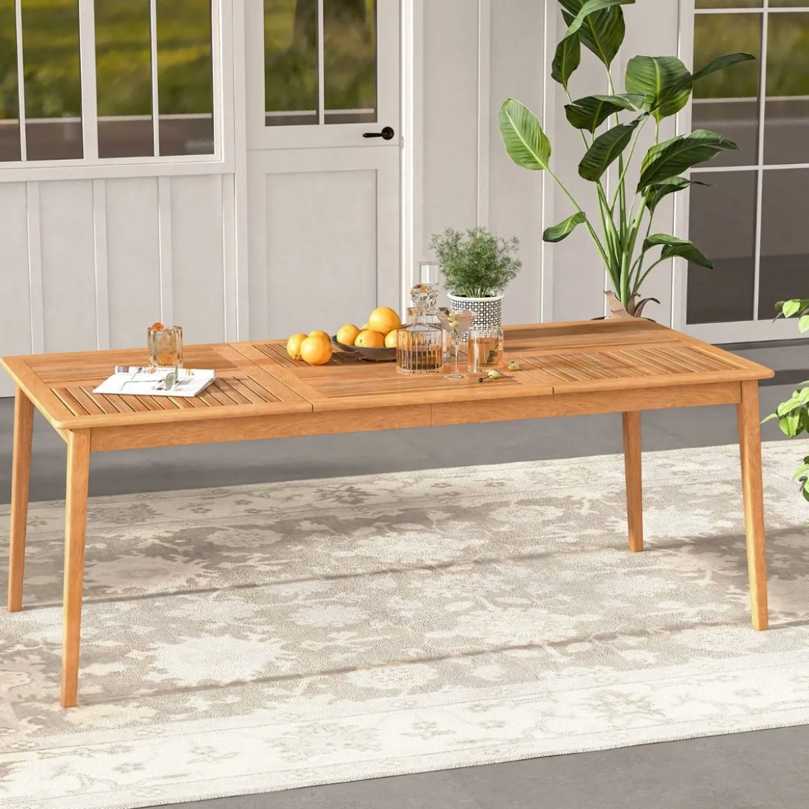 Gartentisch Akazienholz 200 x 90 cm großer Terrassentisch für 8 Personen Natur