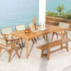 Gartentisch Akazienholz 200 x 90 cm großer Terrassentisch für 8 Personen Natur