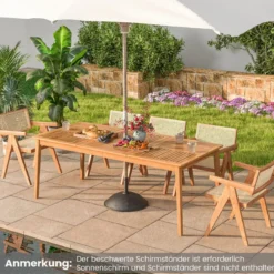 Gartentisch Akazienholz 200 x 90 cm großer Terrassentisch für 8 Personen Natur